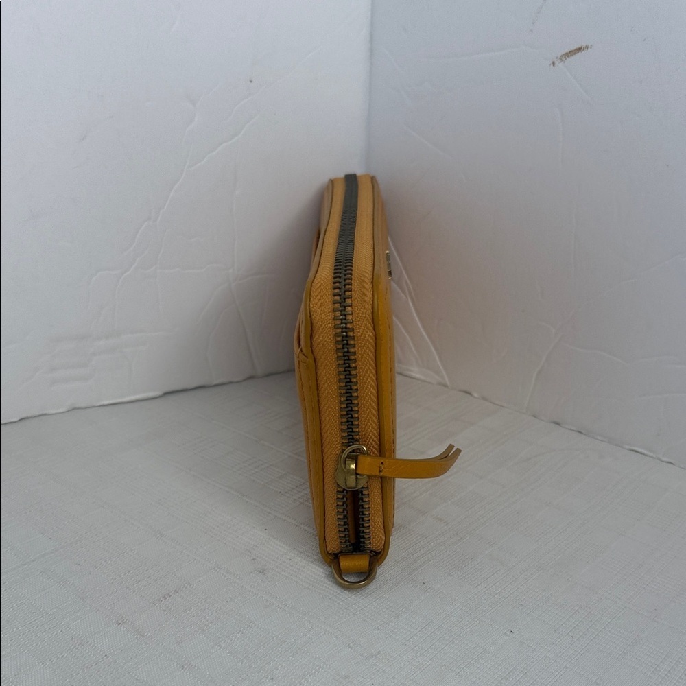 Margot Anna Zip Around Leather Wallet in marigold yellow. - Picture 4 of 9